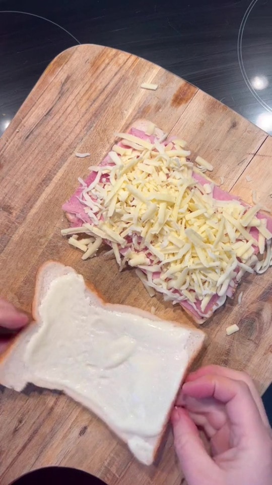 With Lauren - I Make The Ultimate Cheese And Ham Toastie In My Air Fryer With My 85p Hack &amp; It Tastes As Good As Costa's's hack, you add béchamel sauce to get the perfect cheesiness