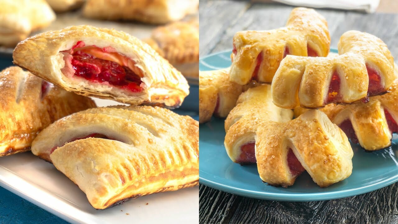 Puff Pastry Strawberry Bear Claws Recipe - Puff Pastry Cherry Pockets Recipe