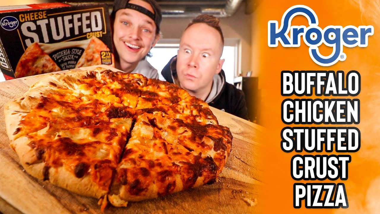 Eating Kroger's Buffalo Chicken Stuffed Crust Pizza from the Frozen Food Aisle
