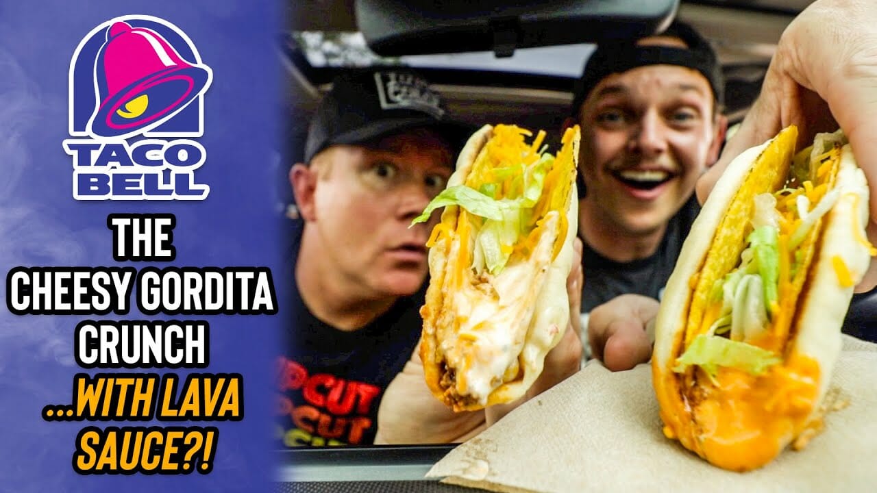 Eating Taco Bell's Cheesy Gordita Crunch with *LAVA SAUCE* | Volcano Menu Hack 🌮🌋🔥