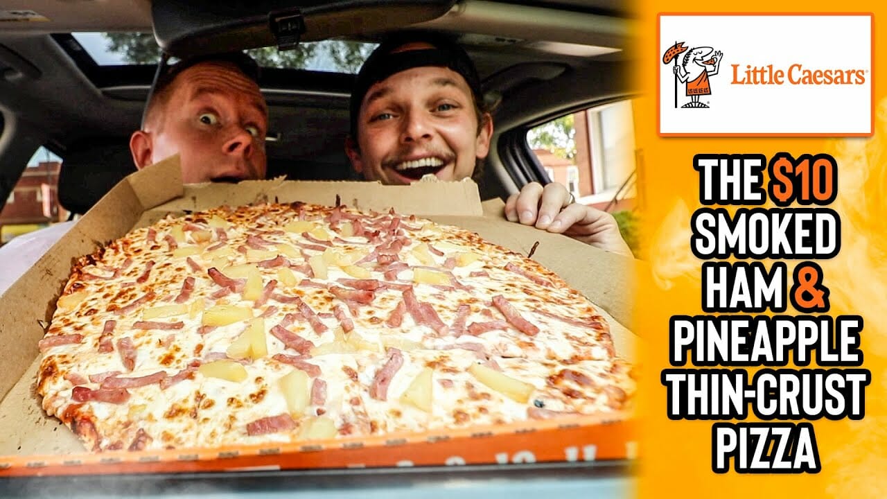 Eating Little Caesars® Hawaiian Pizza | *DOES PINEAPPLE BELONG ON PIZZA?!* 🍖🍍🍕